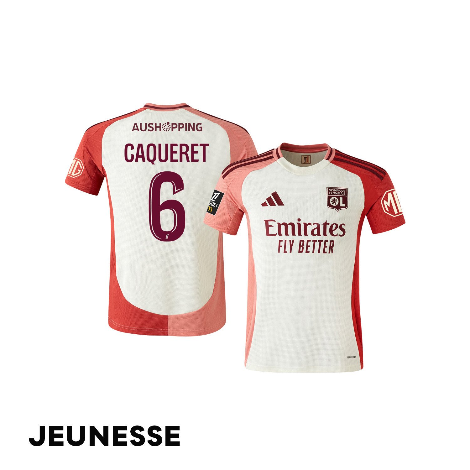 Maxence Caqueret 6 Olympique Lyonnais 2024/25 Third YOUTH Jersey - Cream