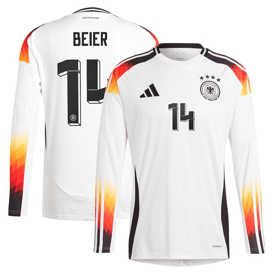 Maximilian Beier 14 Germany National Team 2024 Home Long Sleeve Men Jersey - White