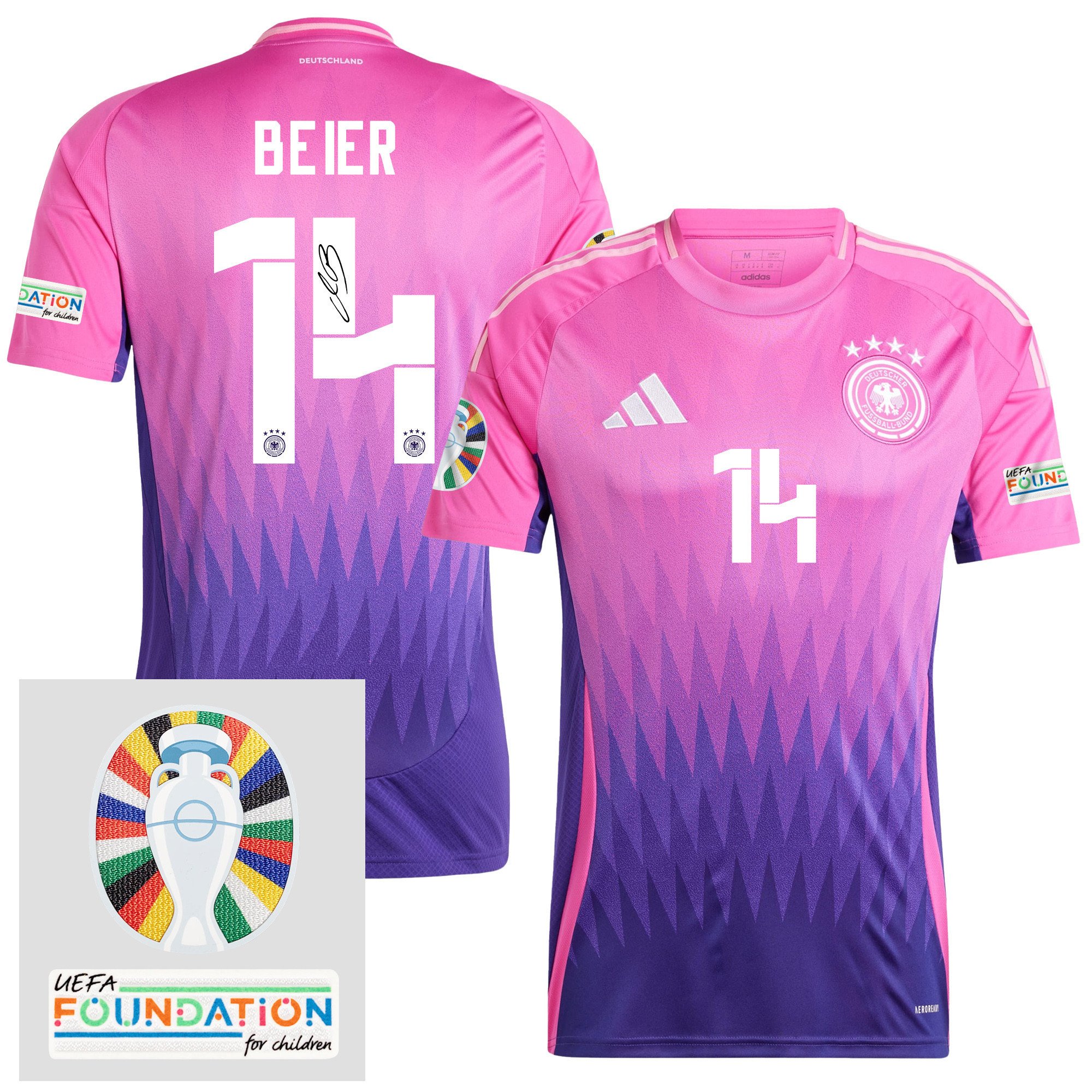 Maximilian Beier 14 Signed Germany 2024/25 Away Jersey - Autographed, Euro UEFA Patch - Men