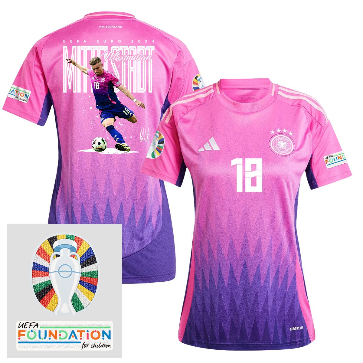 Maximilian Mittelstädt 18 Football Icon Germany 2024/25 Women's Jersey - UEFA Foundation Patch