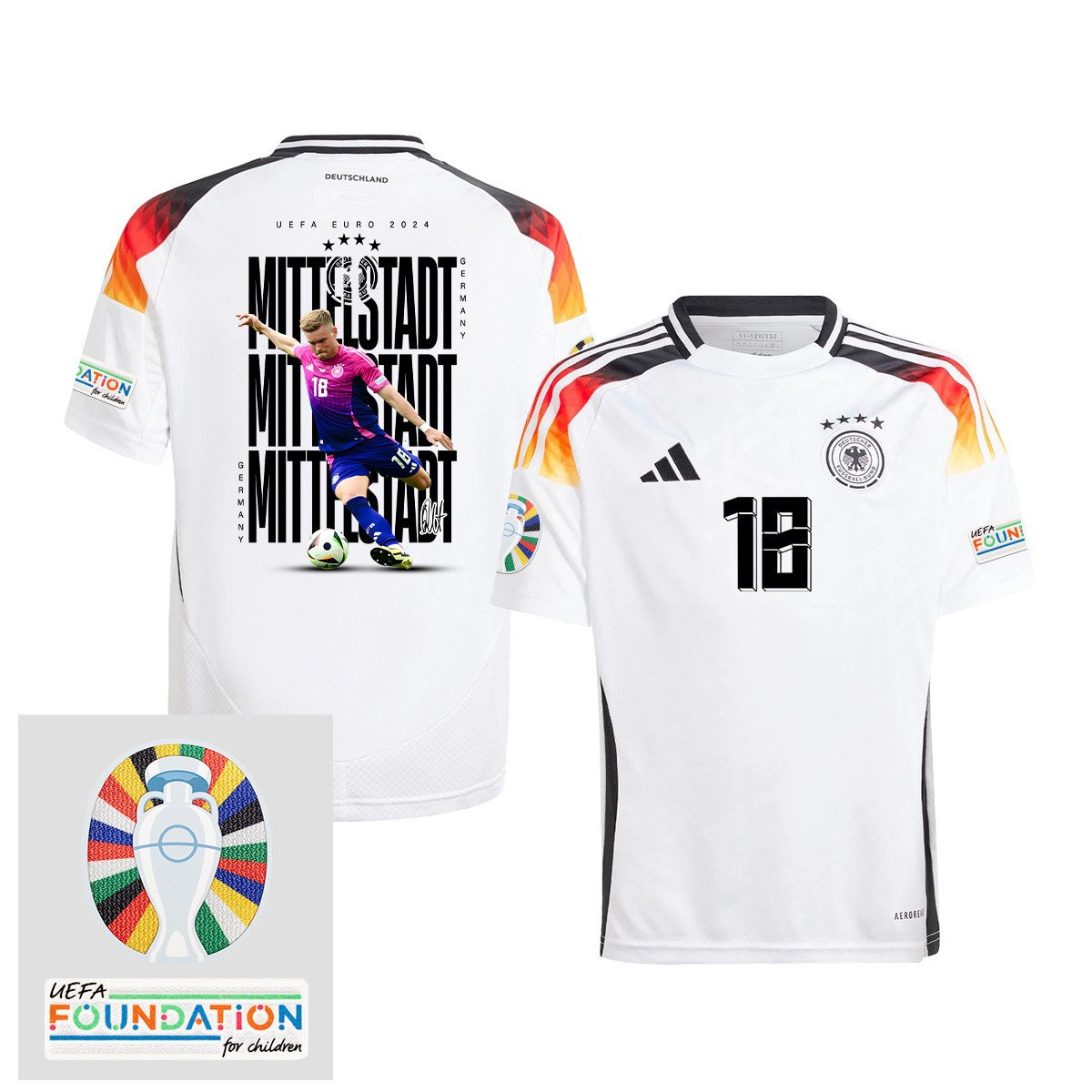 Maximilian Mittelstädt 18 Germany 2024/25 YOUTH Home Jersey Player's Moment - UEFA Foundation Patch