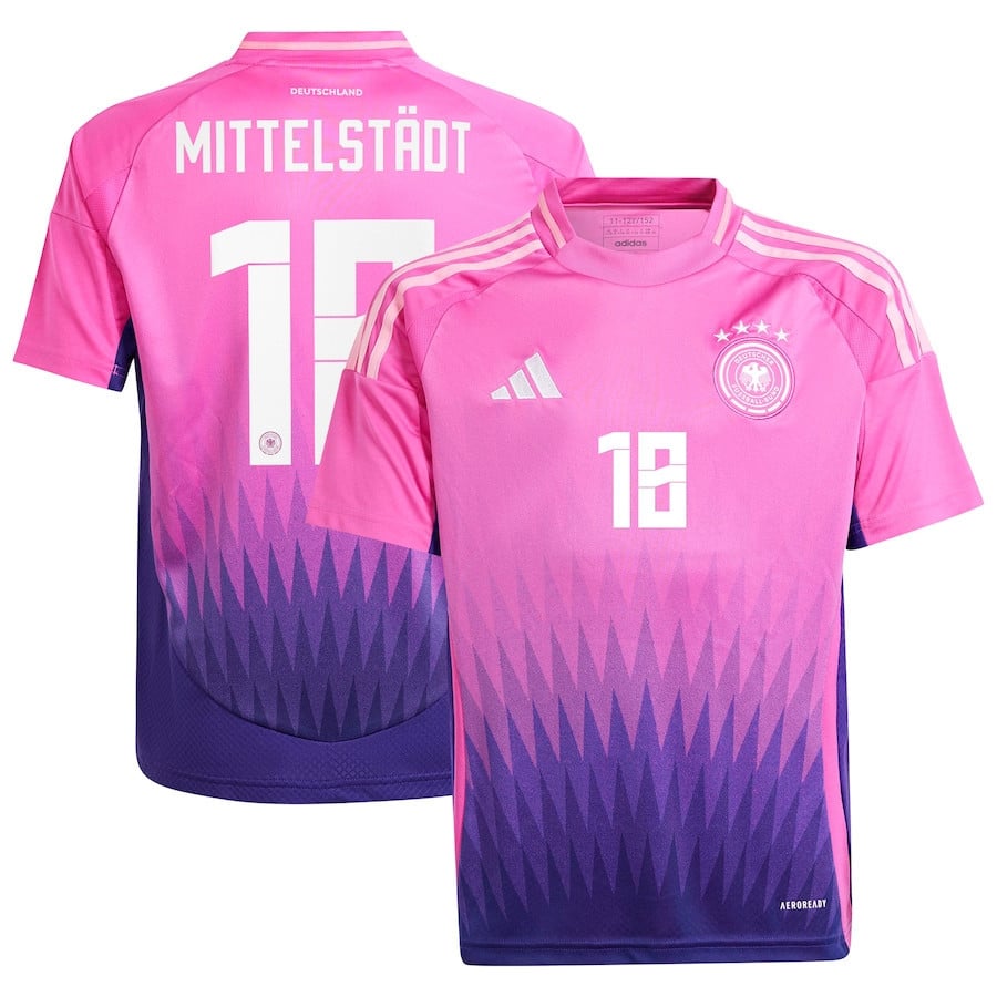 Maximilian Mittelstädt 18 Germany National Team 2024 Away YOUTH Jersey - Pink