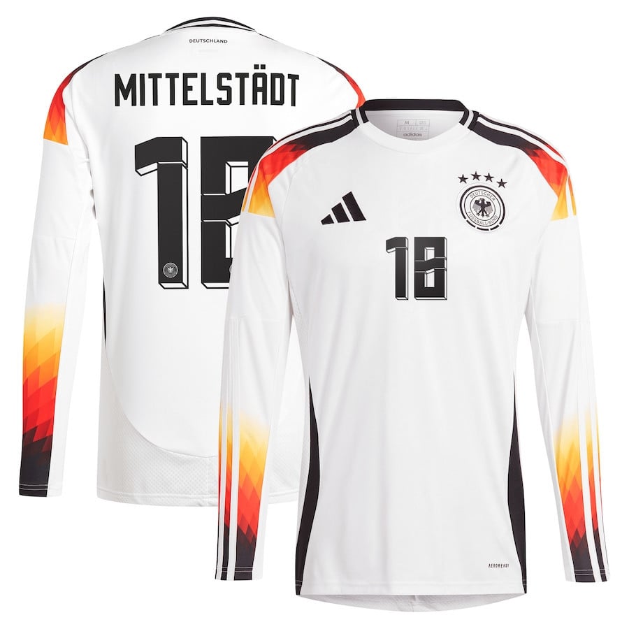 Maximilian Mittelstädt 18 Germany National Team 2024 Home Long Sleeve Men Jersey - White