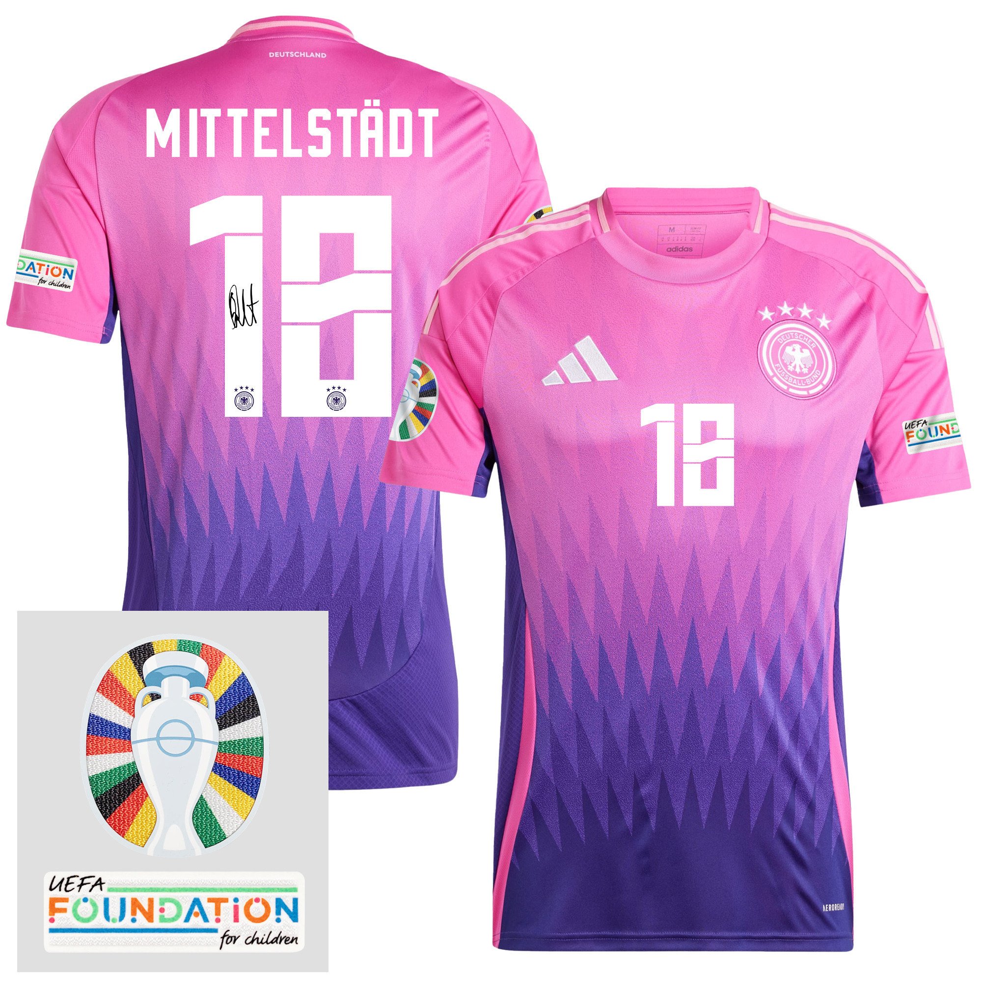Maximilian Mittelstädt 18 Signed Germany 2024/25 Away Jersey - Autographed, Euro UEFA Patch - Men