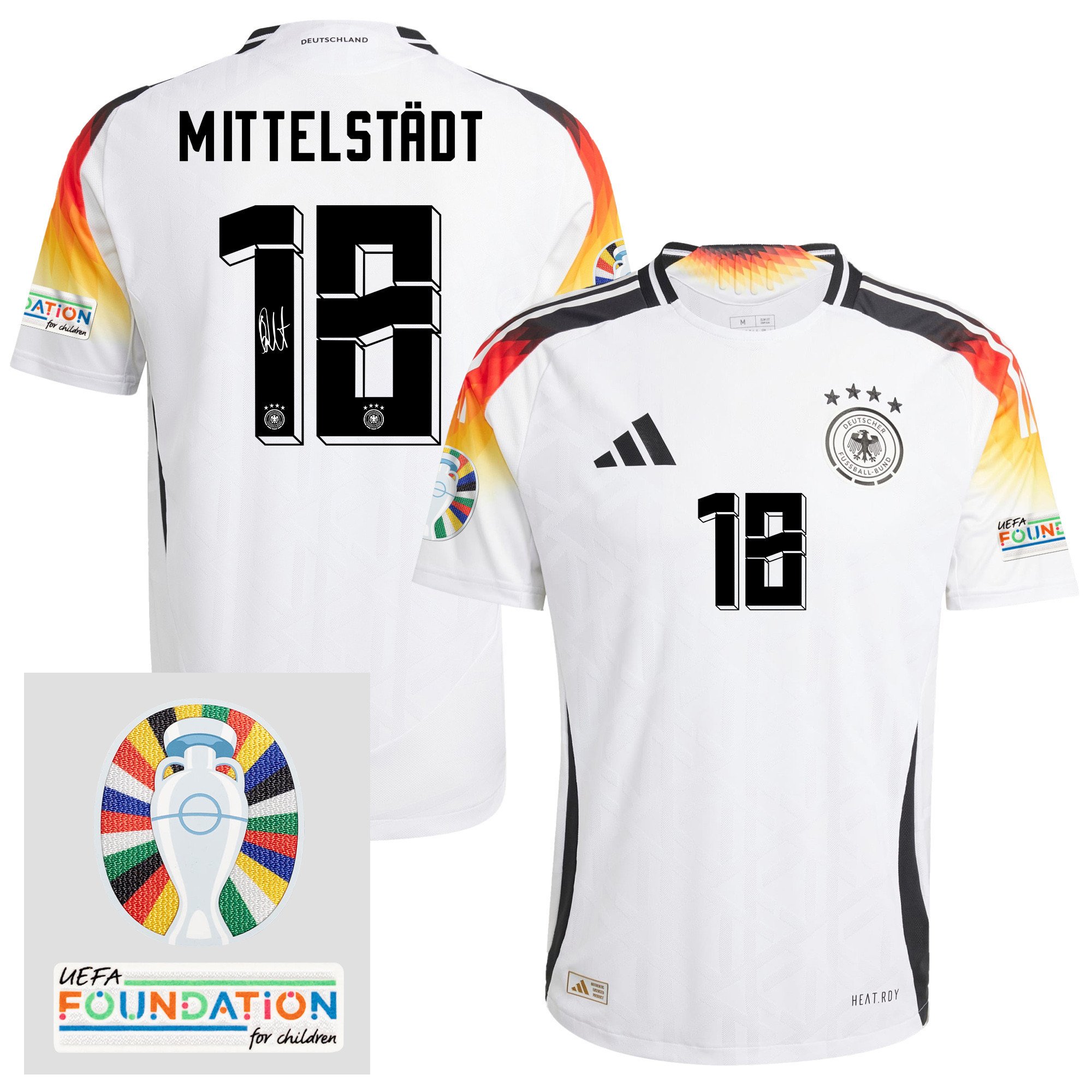 Maximilian Mittelstädt 18 Signed Germany 2024/25 Home Jersey - Autographed, Euro UEFA Patch - Men, White