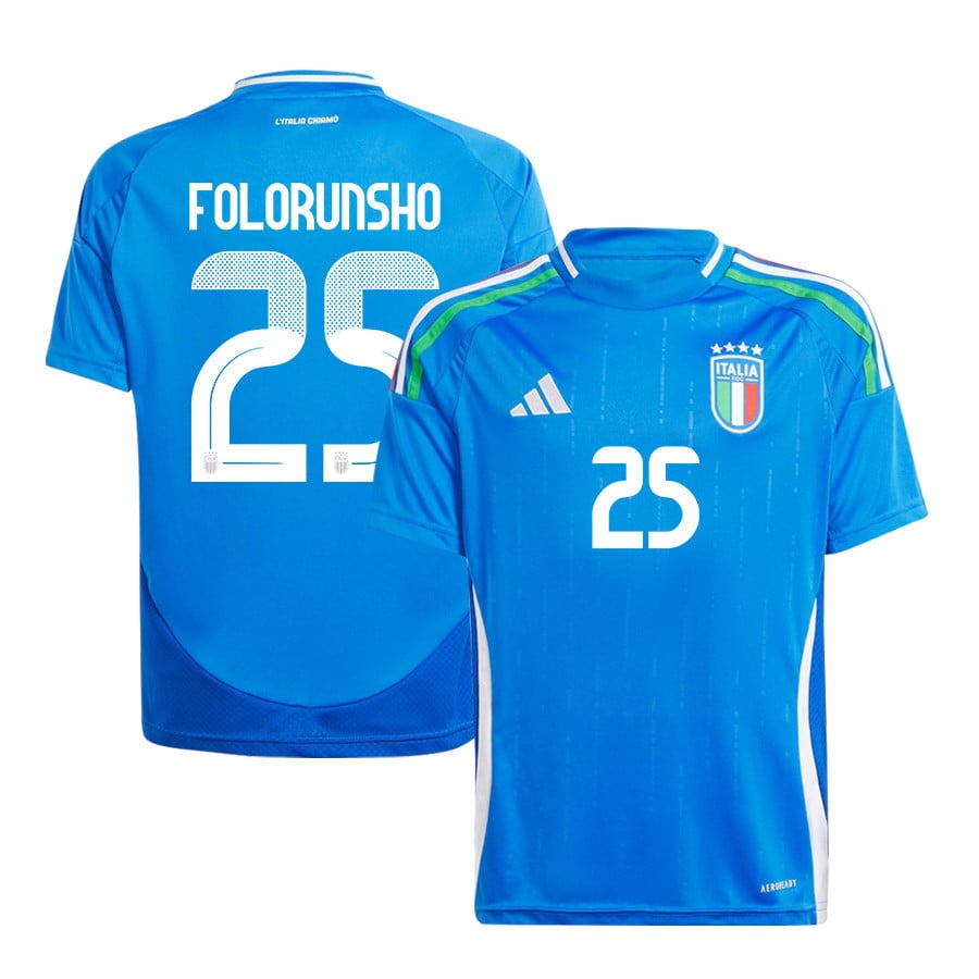 Michael Folorunsho 25 Italy National Team 2024/25 Home YOUTH Jersey - Blue