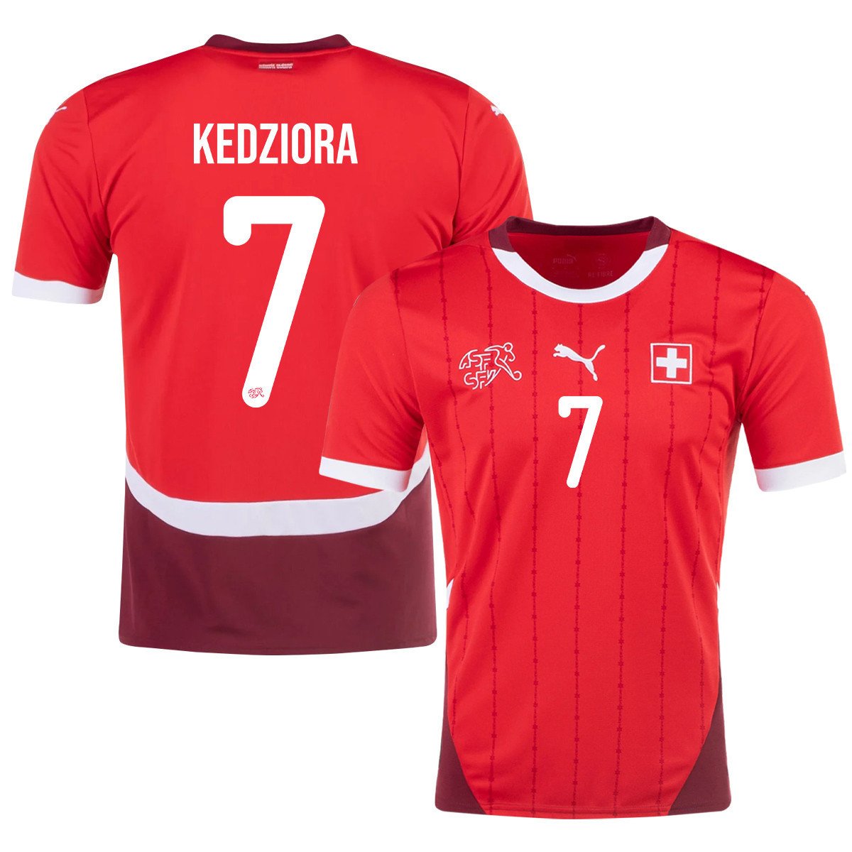 Michael Lang 7 Switzerland National Team 2024/25 Home Men Jersey - Red