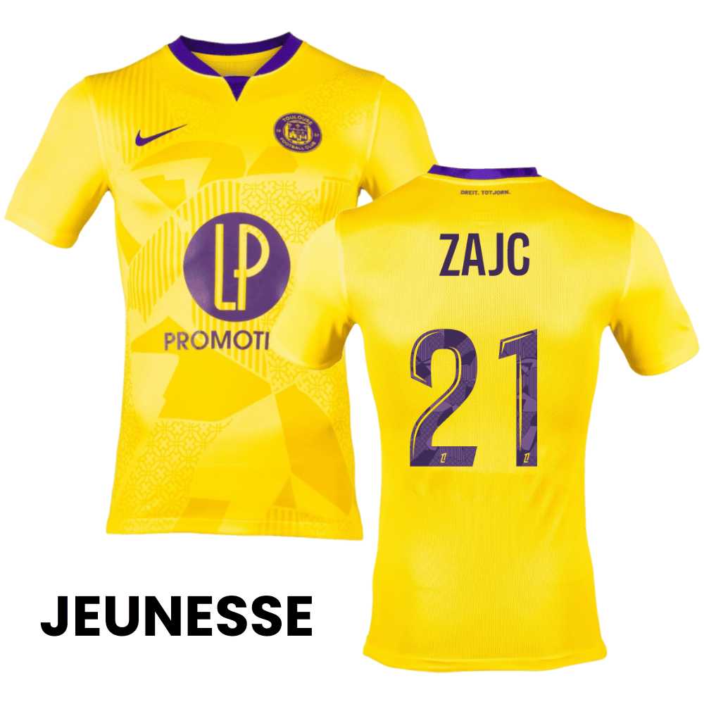 Miha Zajc 21 Toulouse FC 2024/25 Away YOUTH Jersey - Yellow