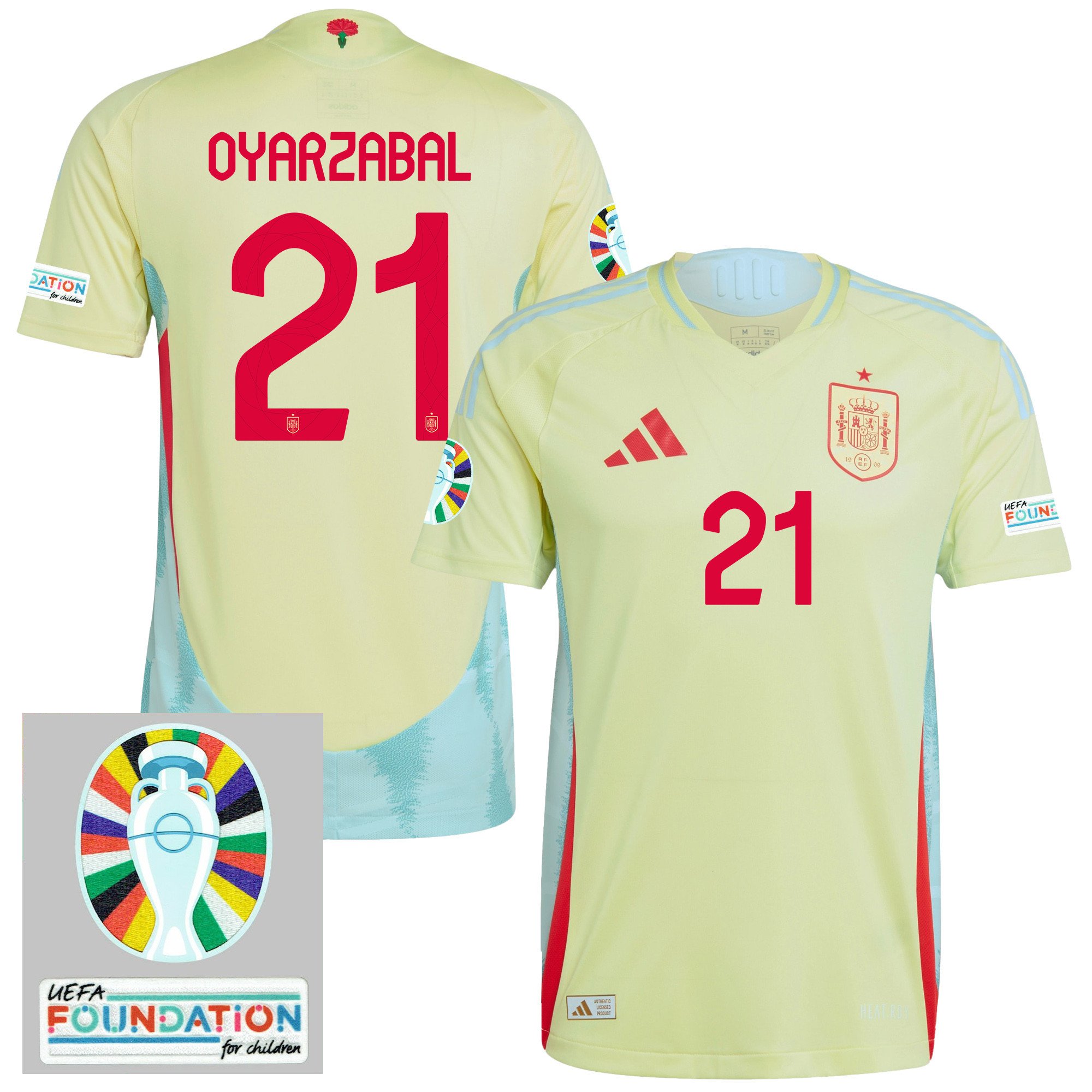 Mikel Oyarzabal 21 Spain National Team 2024 Euro Patch Away Men Jersey - Yellow