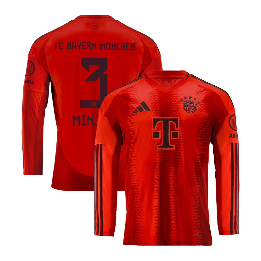 Minjae Kim 3 Bayern Munich 2024/25 Home Long Sleeve Men Jersey - Red