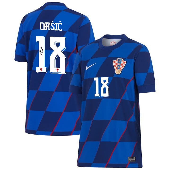 Mislav Oršić 18 Signed Croatia National Team 2024 Away YOUTH Jersey Autographed - Navy