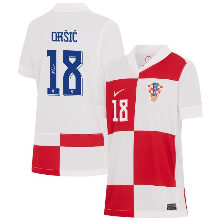 Mislav Oršić 18 Signed Croatia National Team 2024 Home YOUTH Jersey Autographed - White