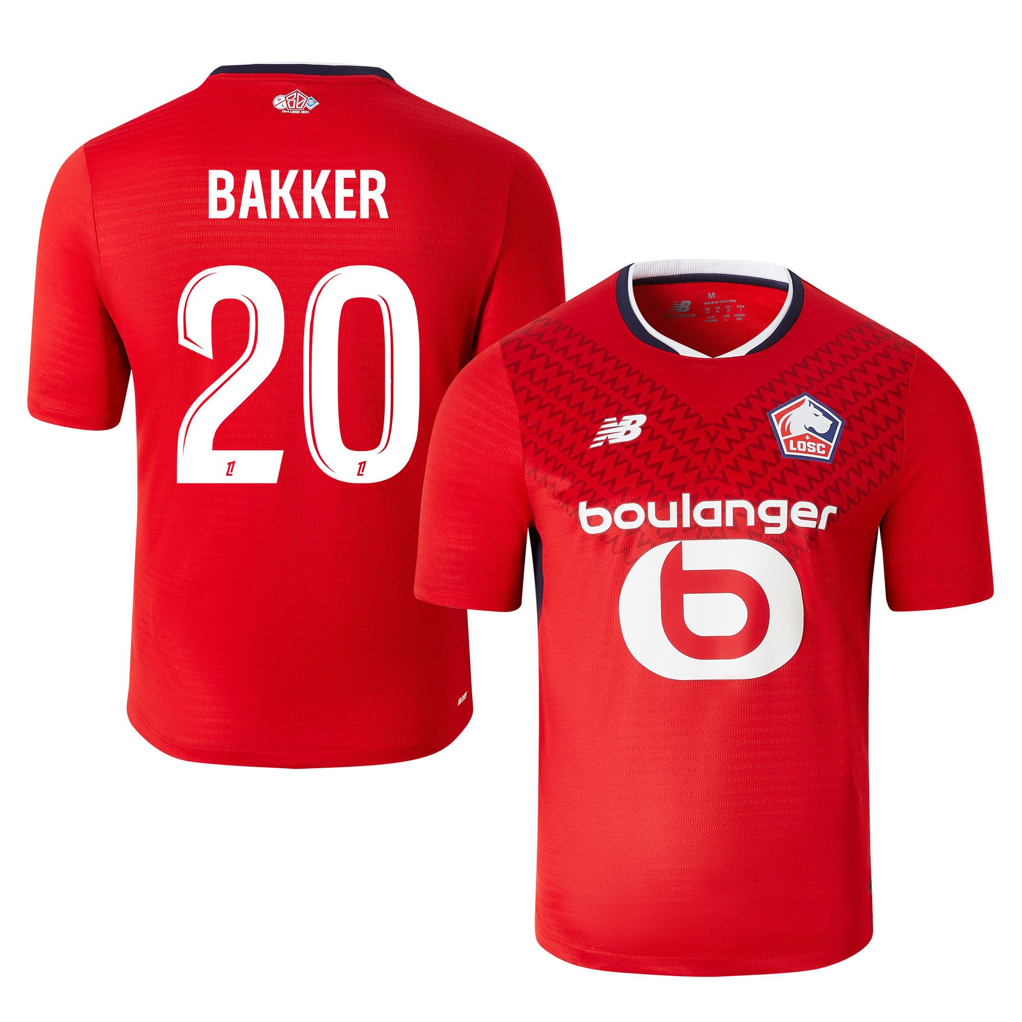 Mitchel Bakker 20 LOSC Lille 2024/25 Home Men Jersey - Red