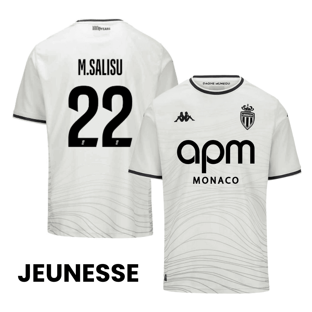 Mohammed Salisu 22 AS Monaco 2024/25 Third YOUTH Jersey - White