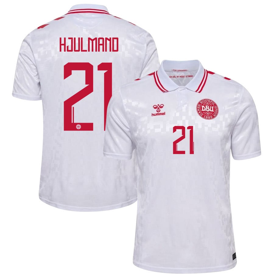 Morten Hjulmand 21 Denmark National Team 2024/25 Away Men Jersey - White