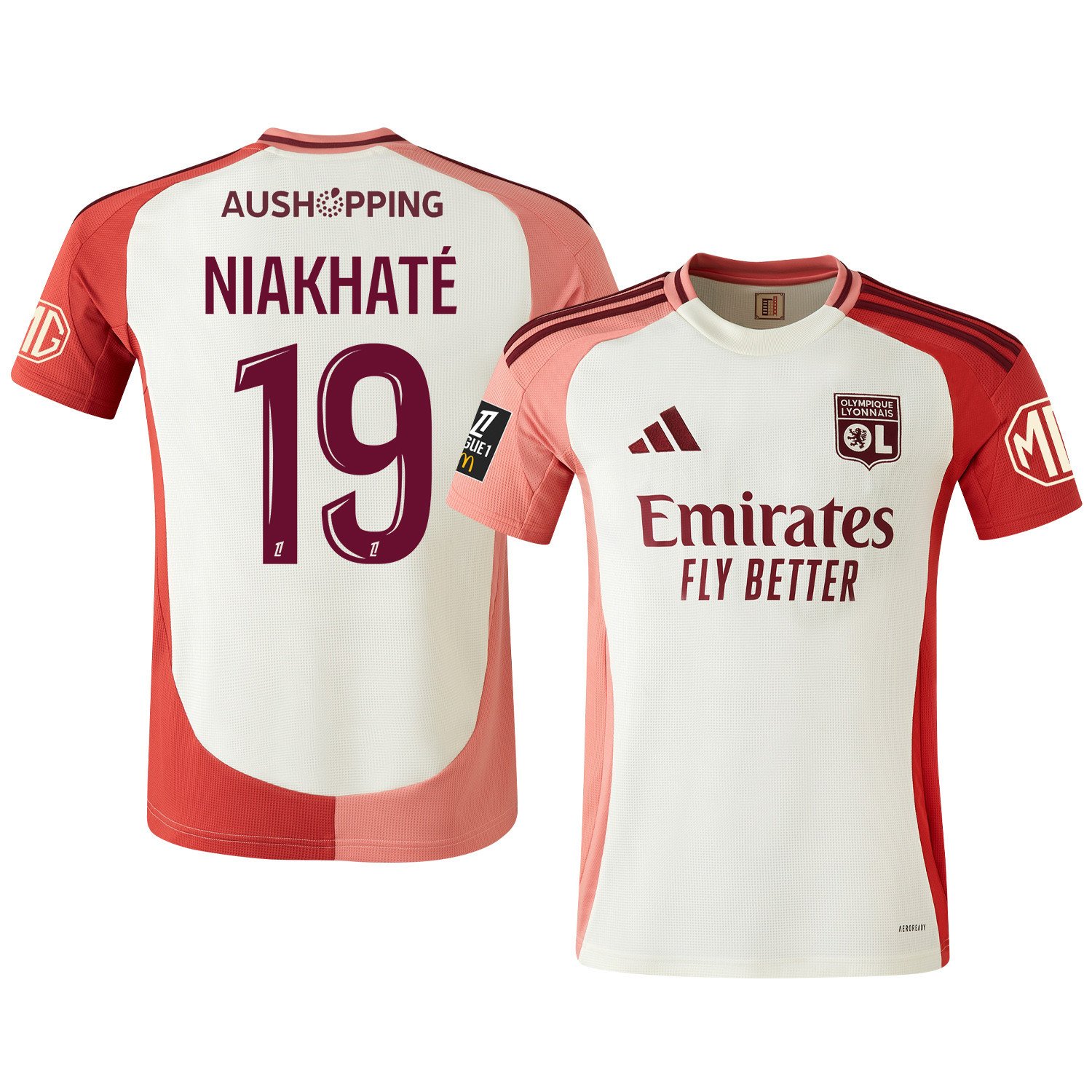 Moussa Niakhaté 19 Olympique Lyonnais 2024/25 Third Men Jersey - Cream
