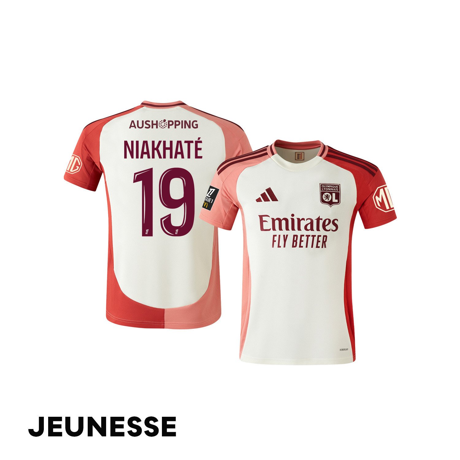 Moussa Niakhaté 19 Olympique Lyonnais 2024/25 Third YOUTH Jersey - Cream
