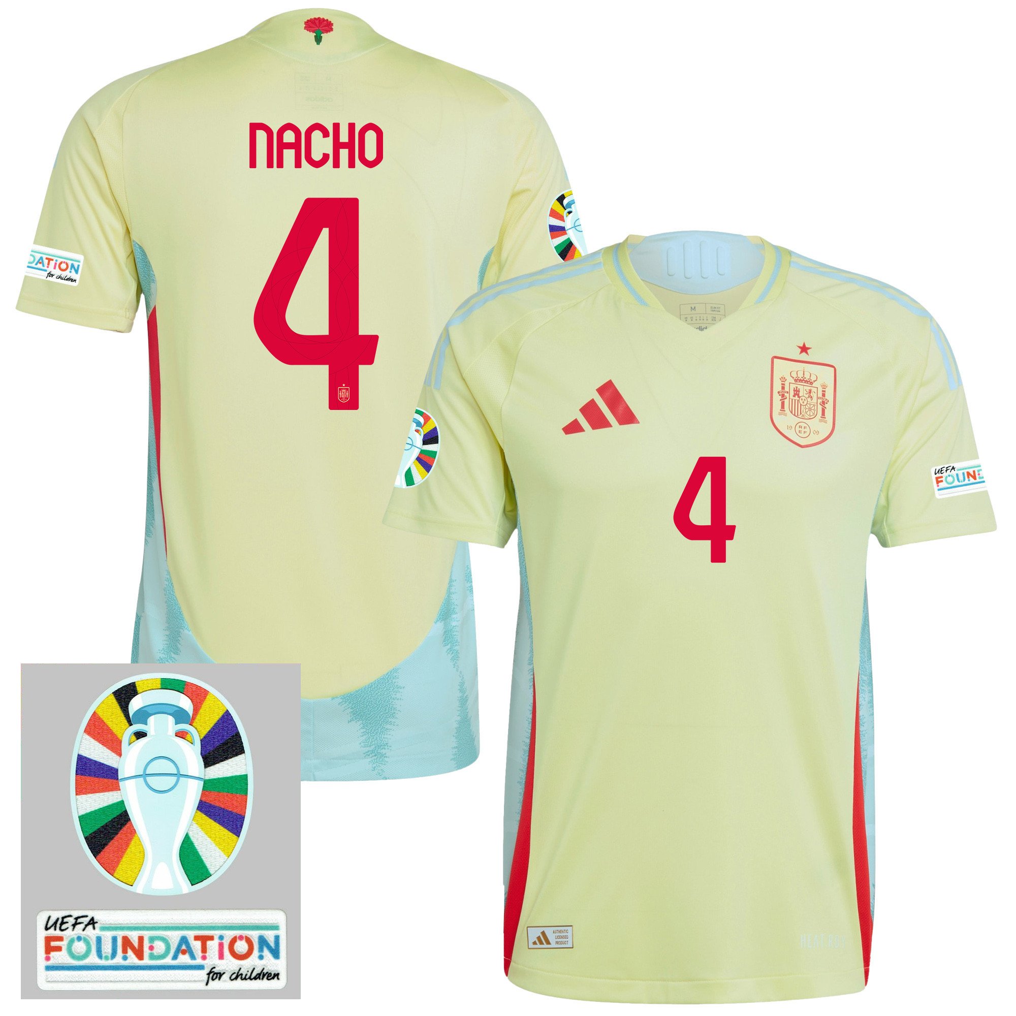 Nacho 4 Spain National Team 2024 Euro Patch Away Men Jersey - Yellow