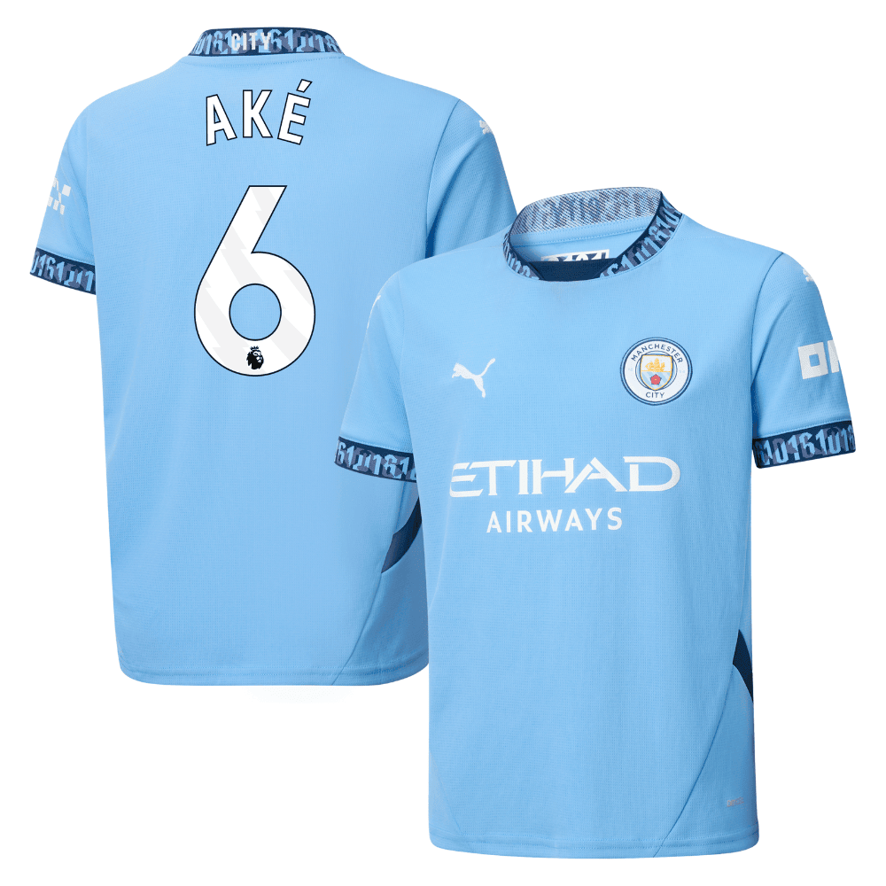 Nathan Aké 6 Manchester City 2024/25 Home YOUTH Jersey - Light Blue