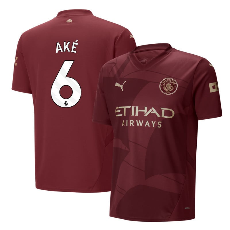 Nathan Aké 6 Manchester City 2024/25 Third Men Jersey - Burgundy