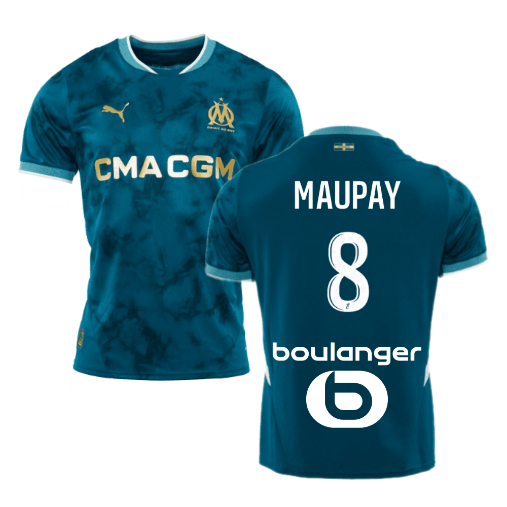 Neal Maupay 8 Olympique de Marseille 2024/25 Away Men Jersey - Turquoise Blue