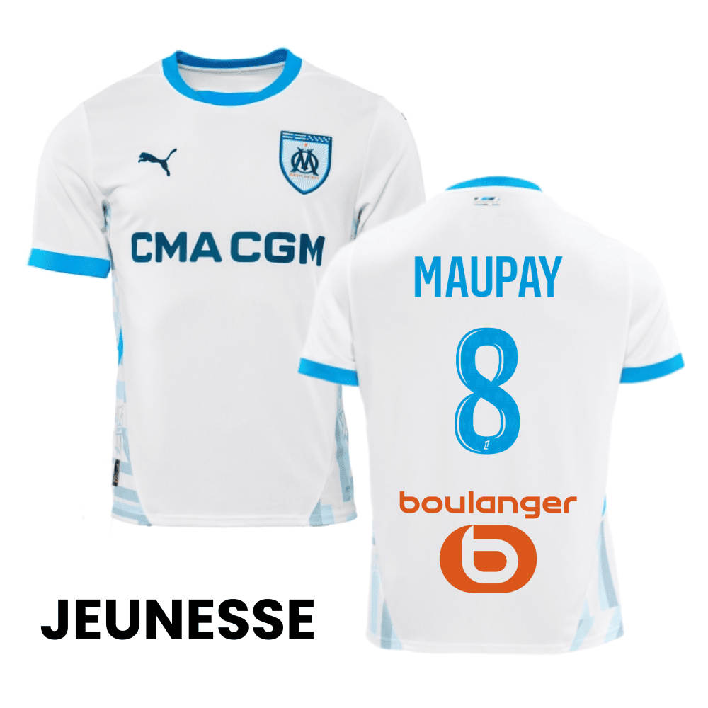 Neal Maupay 8 Olympique de Marseille 2024/25 Home YOUTH Jersey - White