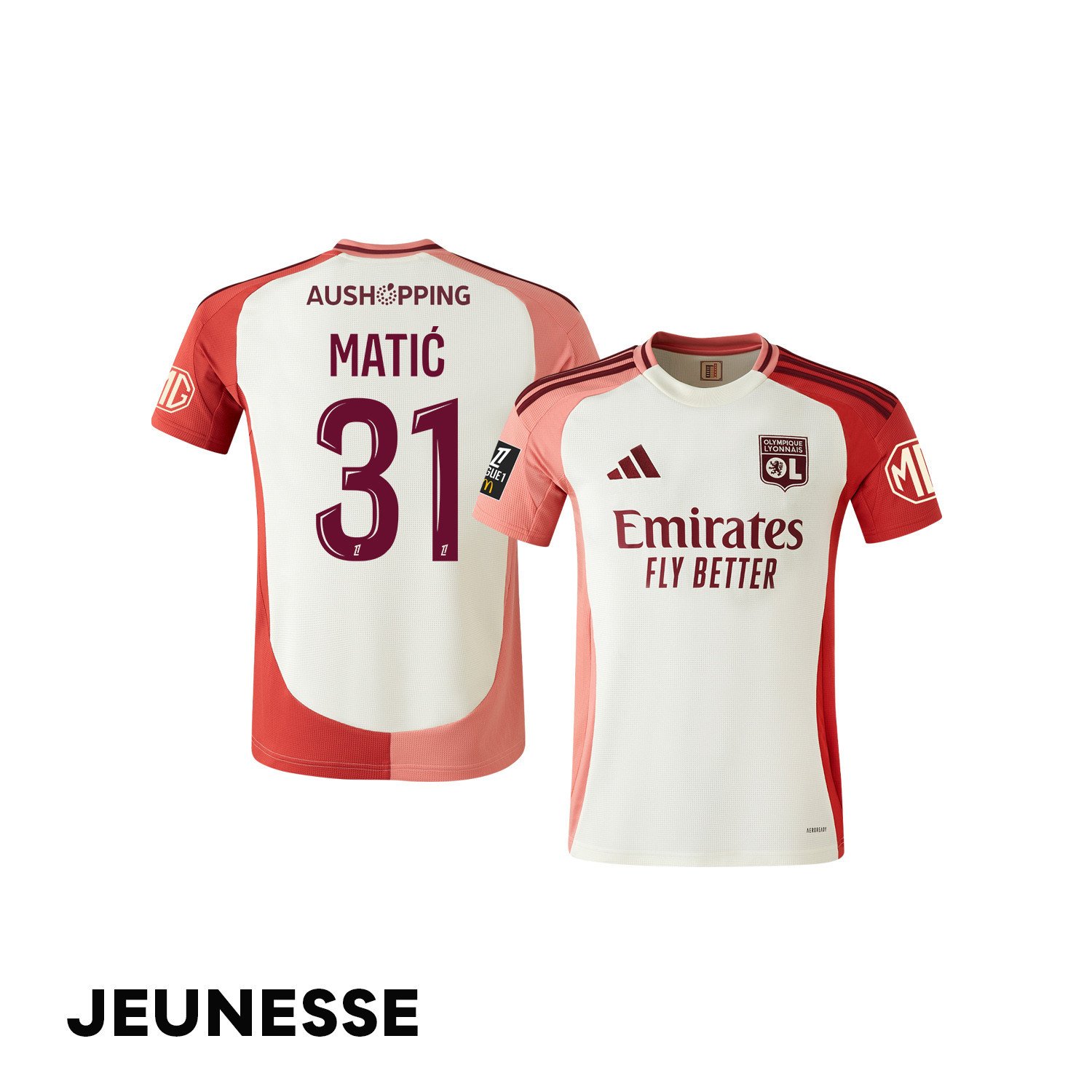 Nemanja Matić 31 Olympique Lyonnais 2024/25 Third YOUTH Jersey - Cream