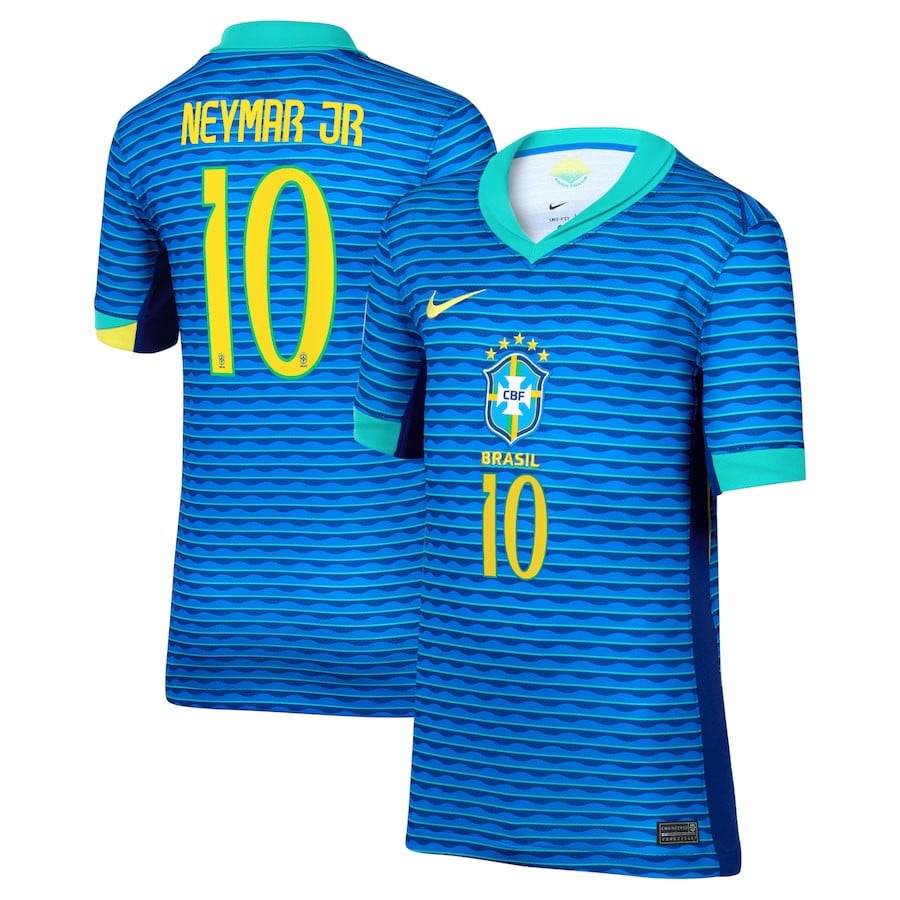 Neymar Jr. 10 Brazil National Team 2024 Away Stadium YOUTH Jersey - Blue
