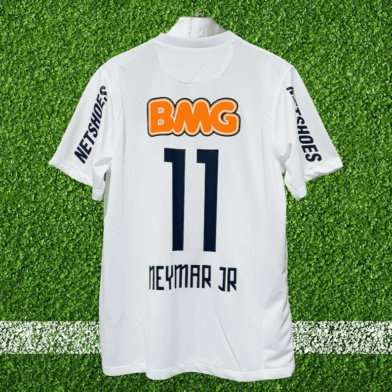 Neymar JR 11 Santos FC 2011-2012 Home Retro Jersey - White, Men