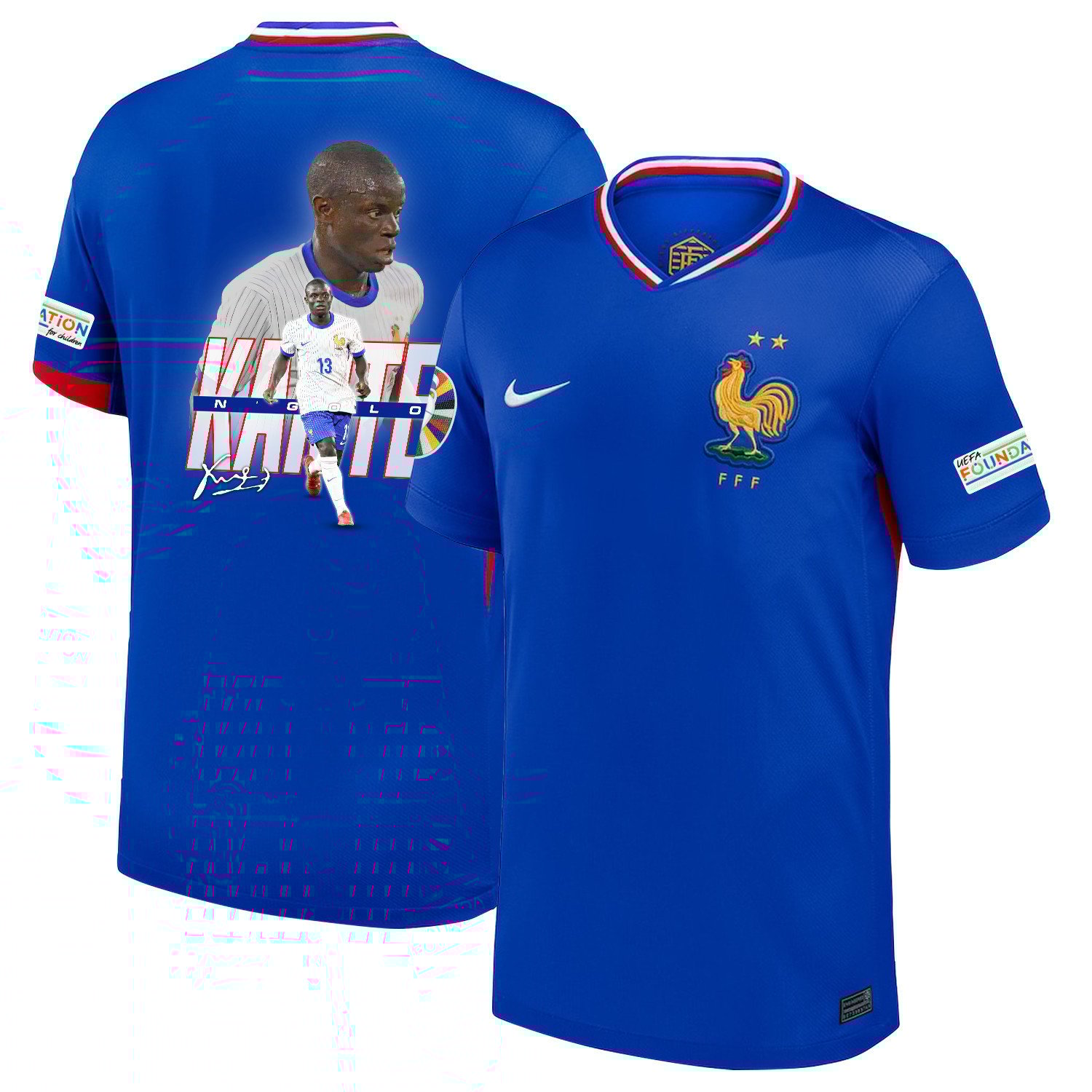 N'Golo Kanté 13 Skillful Player France National Team 2024/25 Home Jersey - Euro UEFA Patch - Men, Blue