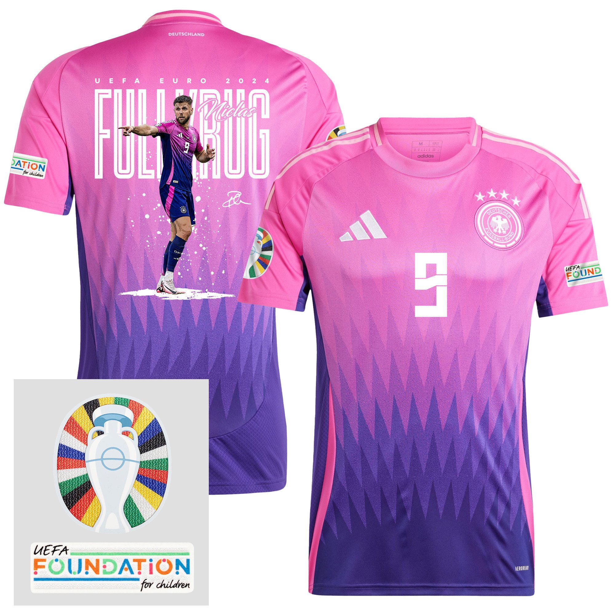 Niclas Füllkrug 9 Football Icon Germany 2024/25 Men Away Jersey - UEFA Foundation Patch