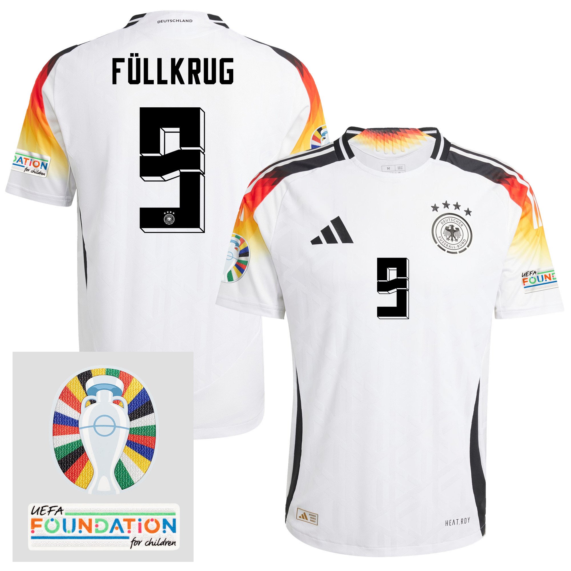 Niclas Füllkrug 9 Germany 2024/25 Home Jersey - Euro UEFA Patch - Men, White