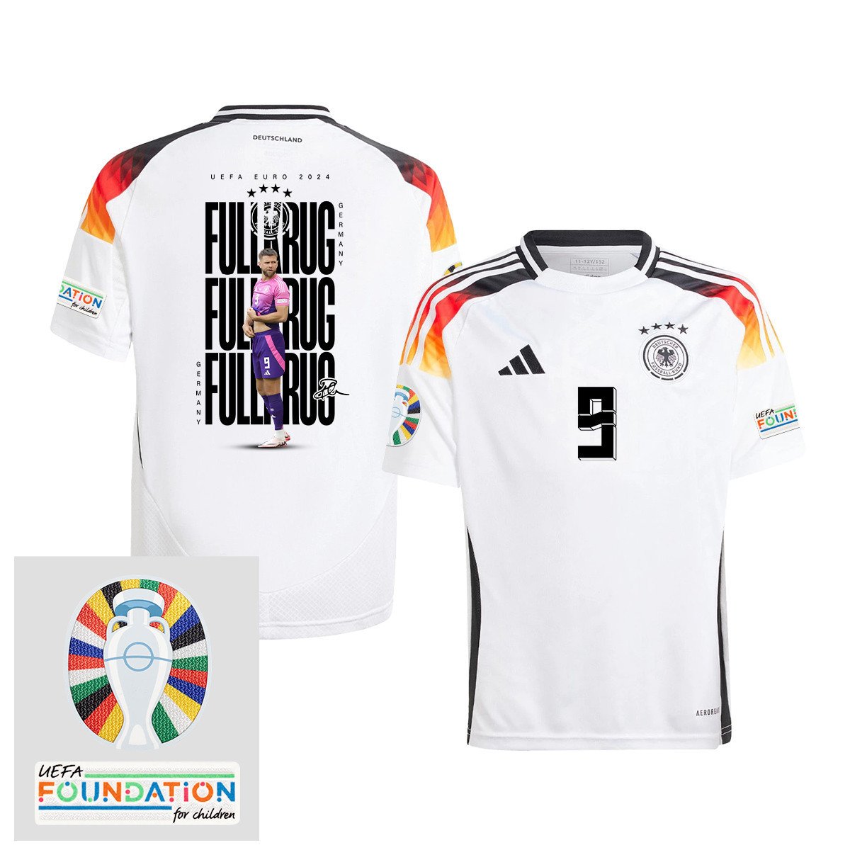 Niclas Füllkrug 9 Germany 2024/25 YOUTH Home Jersey Player's Moment - UEFA Foundation Patch