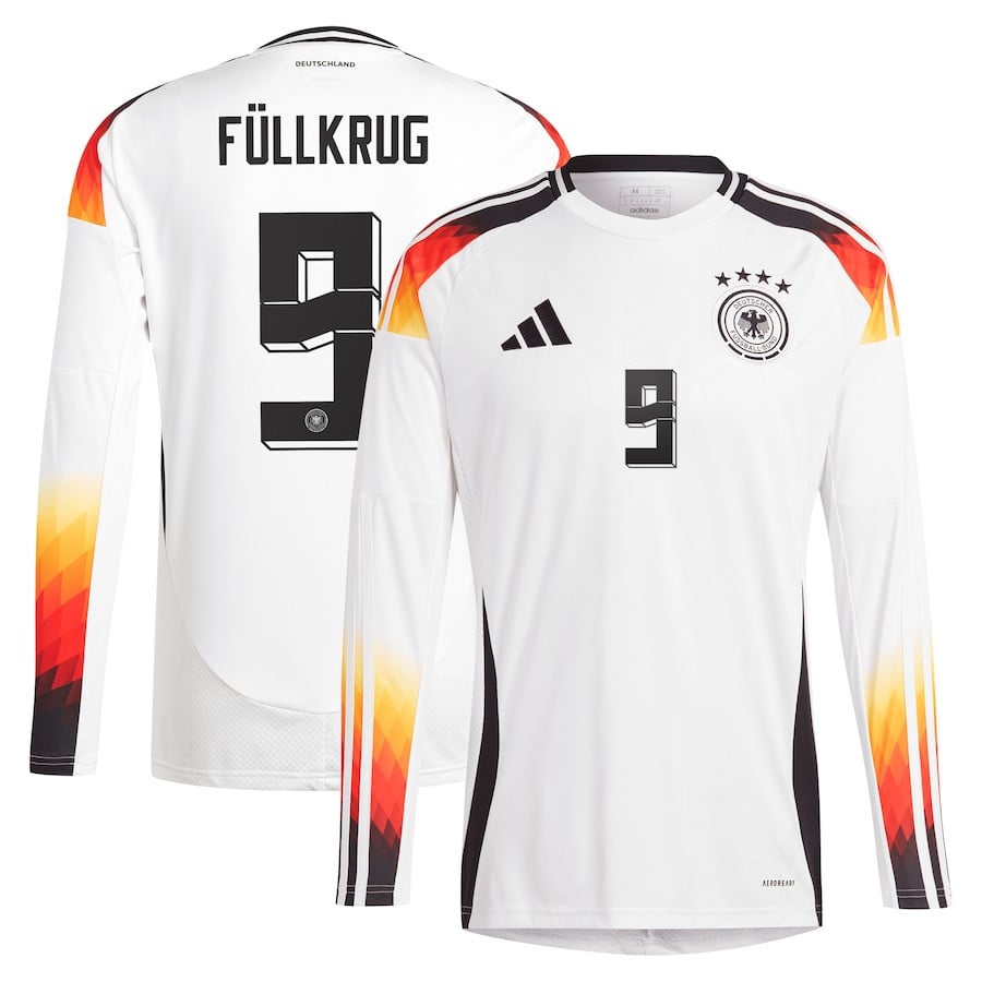 Niclas Füllkrug 9 Germany National Team 2024 Home Long Sleeve Men Jersey - White