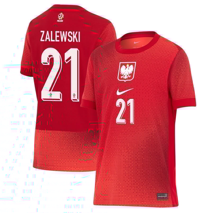 Nicola Zalewski 21 Poland National Team 2024/25 Away YOUTH Jersey - Red
