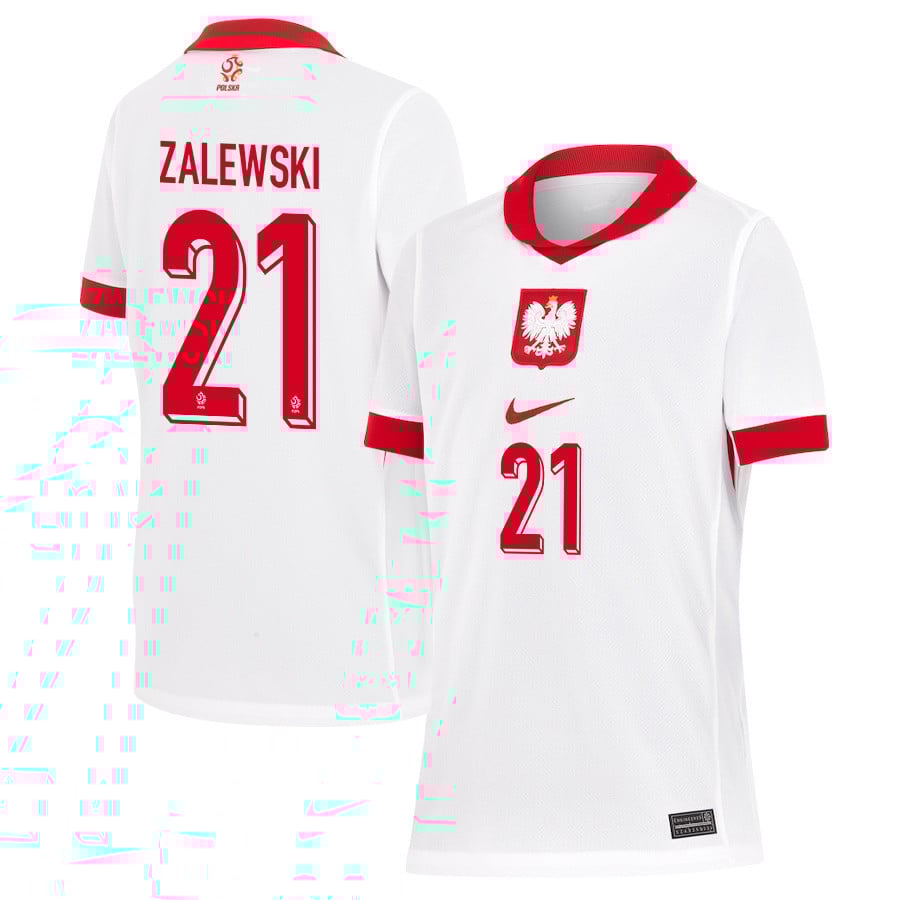 Nicola Zalewski 21 Poland National Team 2024/25 Home YOUTH Jersey - White