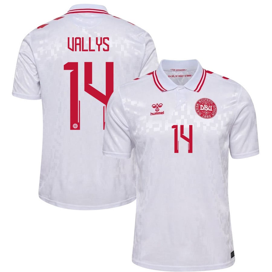 Nicolai Vallys 14 Denmark National Team 2024/25 Away Men Jersey - White