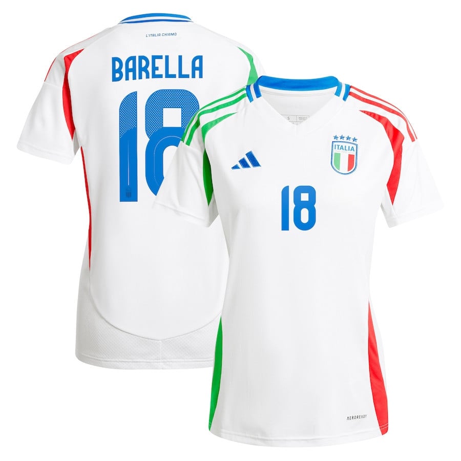 Nicolo Barella 18 Italy National Team 2024 Away Women Jersey - White