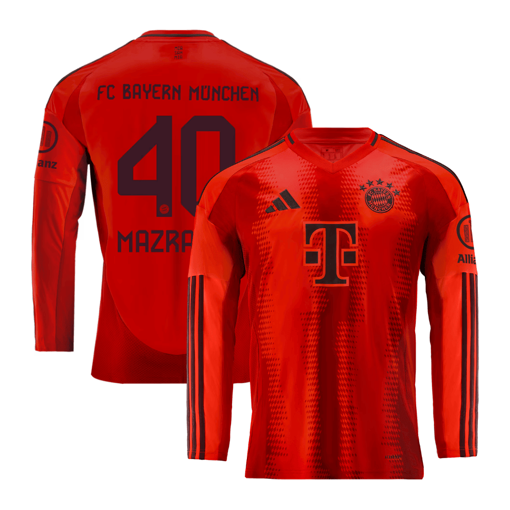 Noussair Mazraoui 40 Bayern Munich 2024/25 Home Long Sleeve Men Jersey - Red