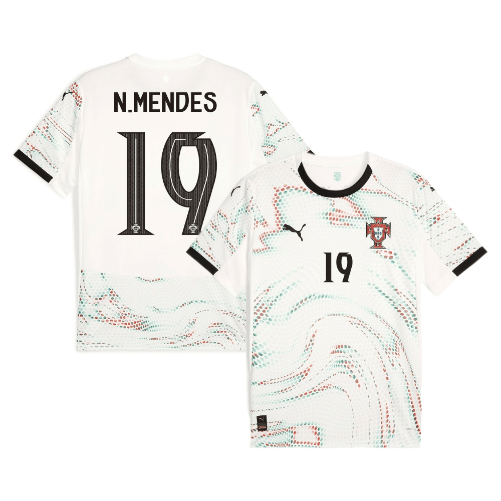 Nuno Mendes 19 Portugal National Team 2025/26 Away Men Jersey - White