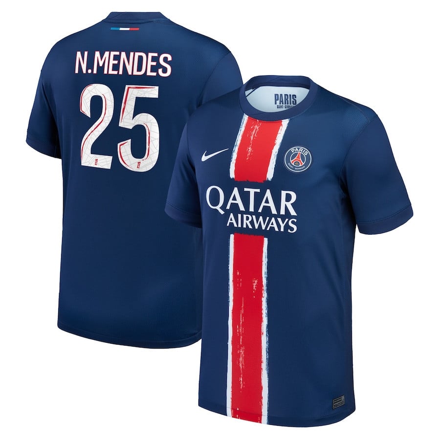 Nuno Mendes 25 Paris Saint-Germain 2024/25 Home Men Jersey - Navy