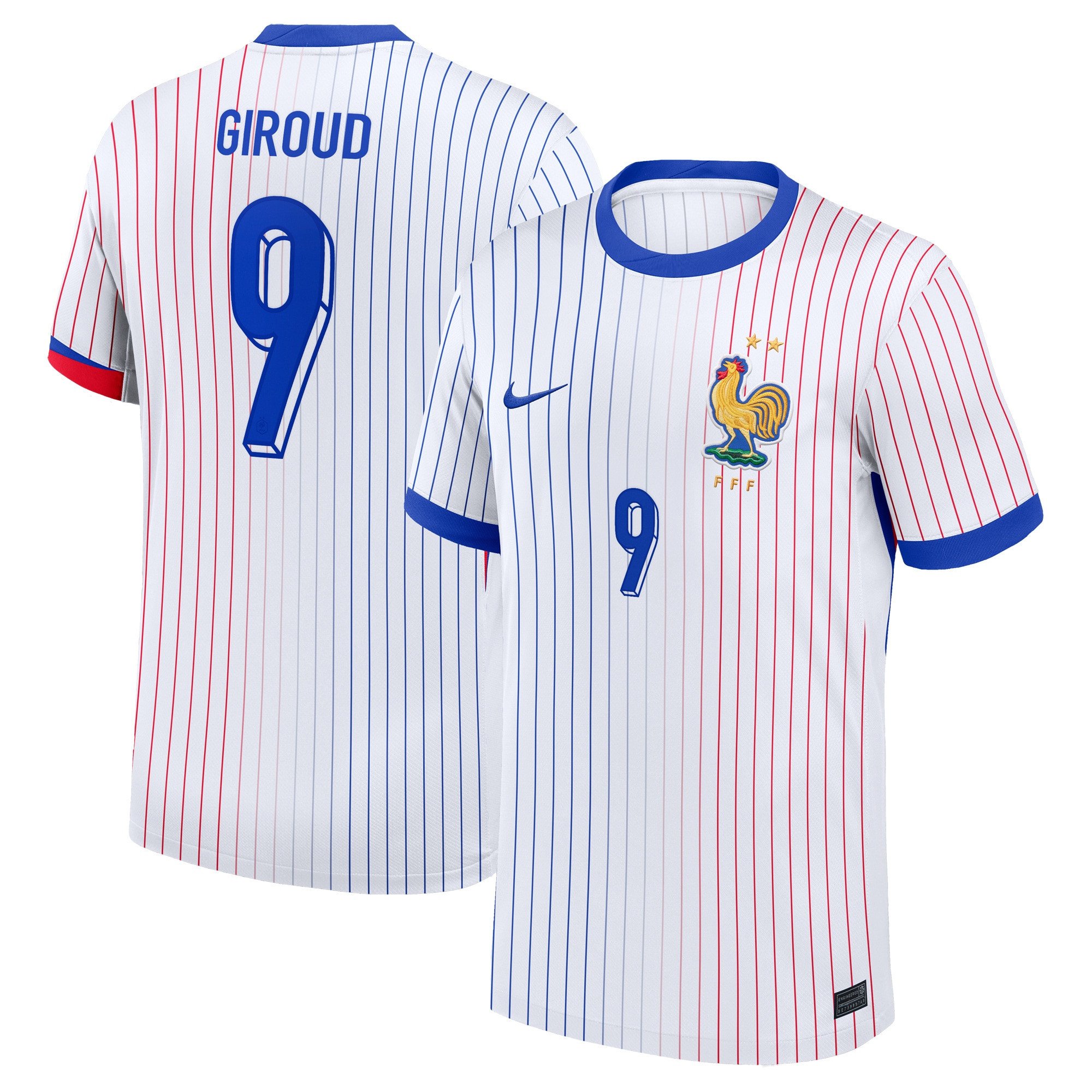 Olivier Giroud 9 France 2024/25 Stadium Away Football Jersey - Men White