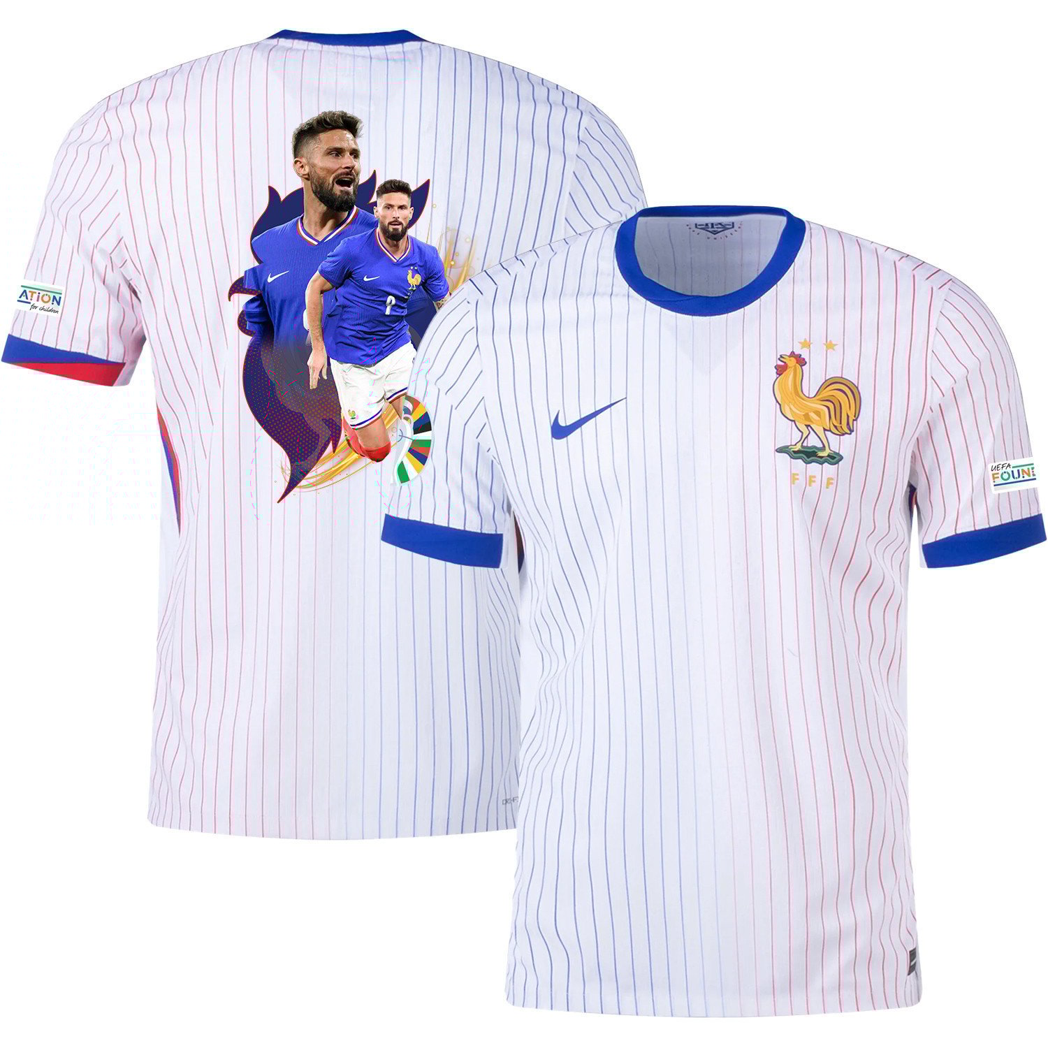 Olivier Giroud 9 Game-changer France National Team 2024/25 Away Jersey - Euro UEFA Patch - Men, White