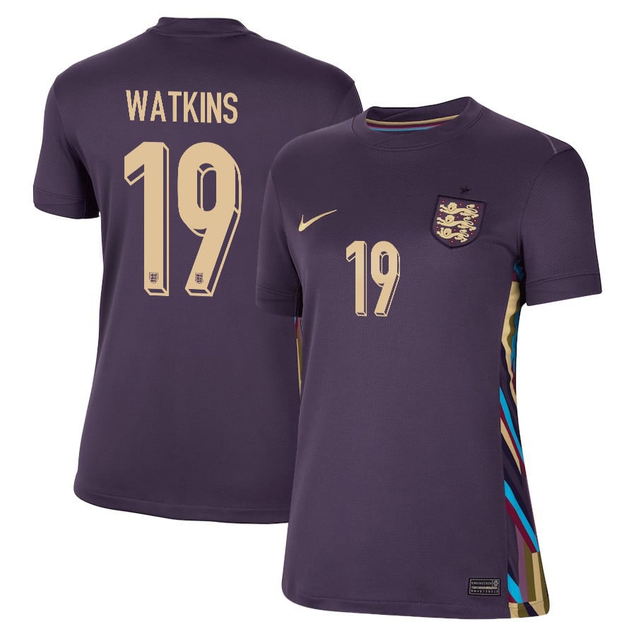 Ollie Watkins 19 England 2024/25 Away Stadium Football Women Jersey - Purple