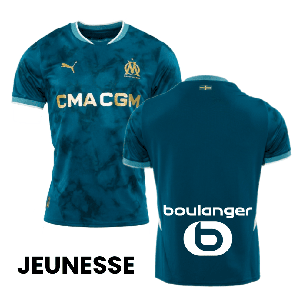 Olympique de Marseille 2024/25 Away YOUTH Jersey - Turquoise Blue