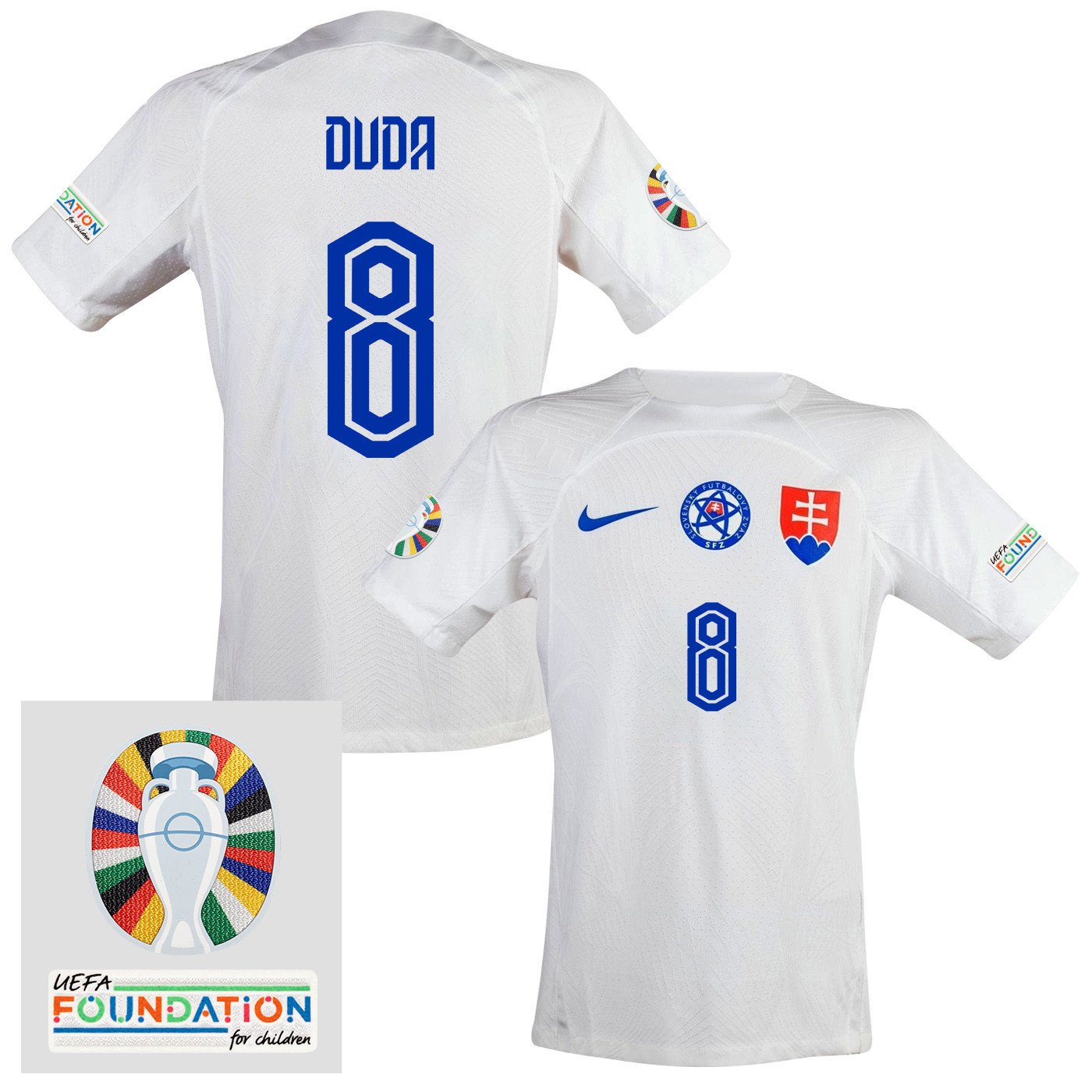 Ondrej Duda 8 Slovakia National Team 2024 Euro & Foundation Patch Away Men Jersey - White