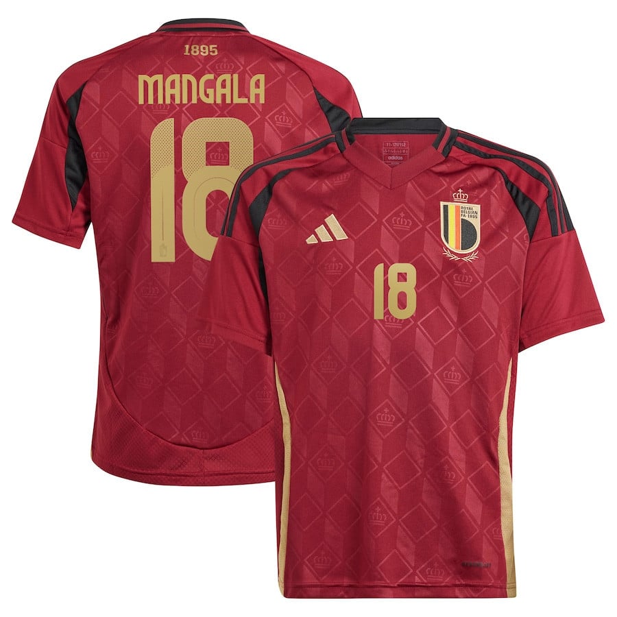 Orel Mangala 18 Belgium National Team 2024 Home YOUTH Jersey - Burgundy