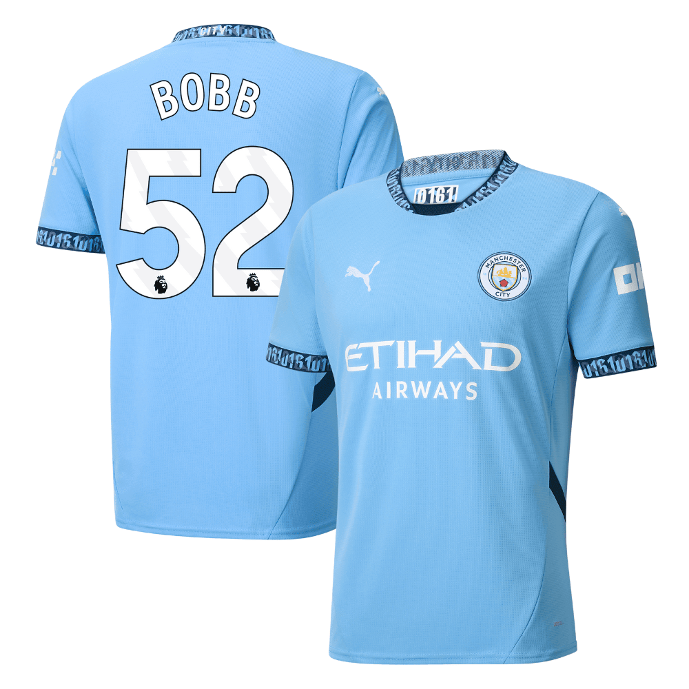 Oscar Bobb 52 Manchester City 2024/25 Home Men Jersey - Light Blue