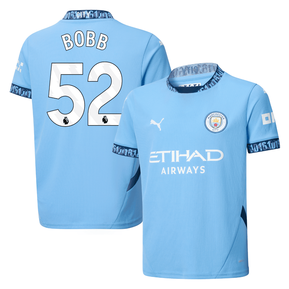 Oscar Bobb 52 Manchester City 2024/25 Home YOUTH Jersey - Light Blue