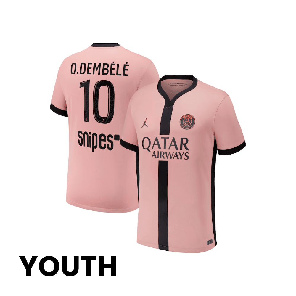 Ousmane Dembélé 10 Paris Saint-Germain 2024/25 Third YOUTH Jersey - Pink